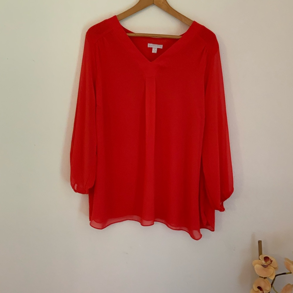 Red Marybelle 3/4 Sleeve Shirt